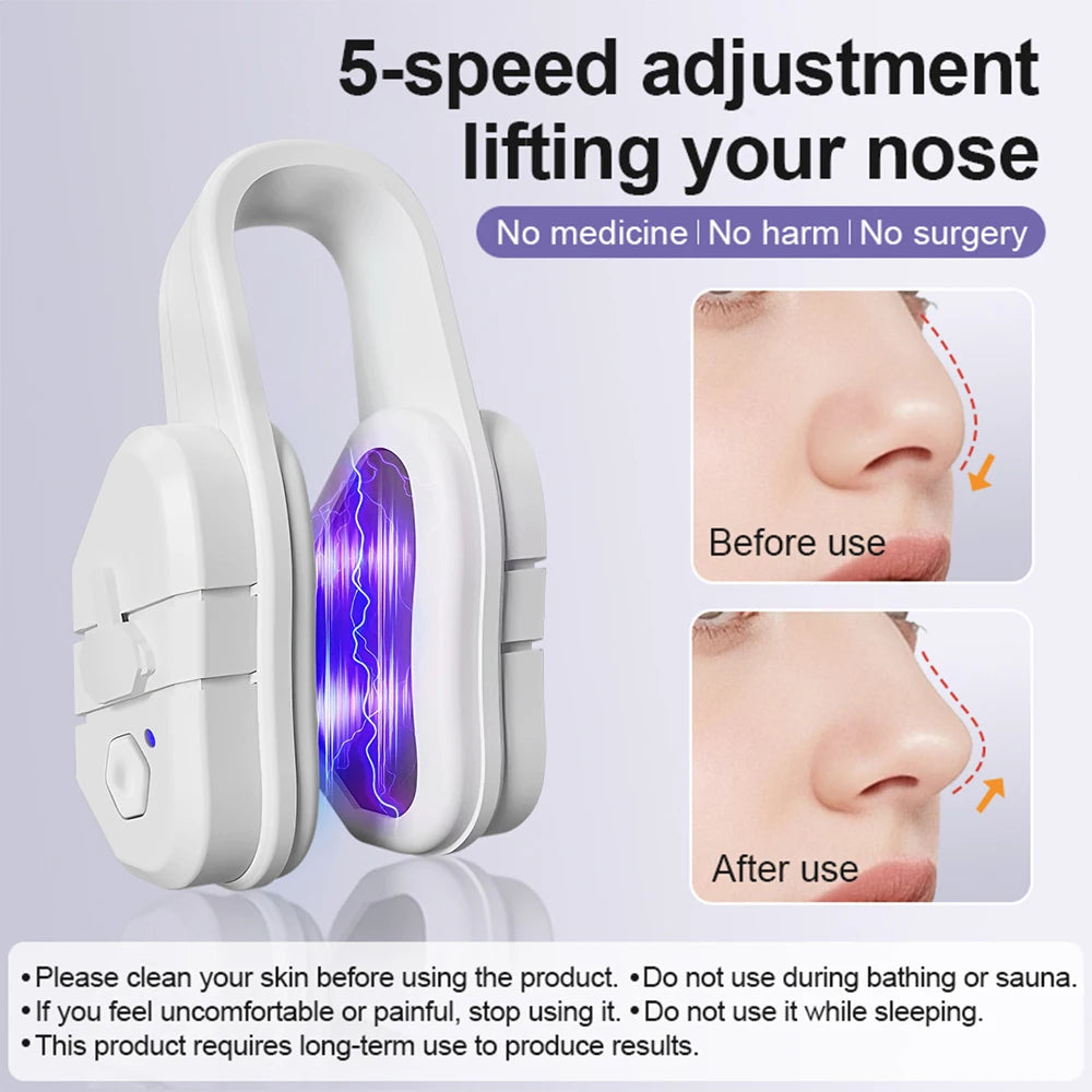 EMS Beauty Nose Shaper Clip Microcurrent Pulse Vibration High Bridge Nose Sculpting Massager Nose Up Lifter Massage Tool