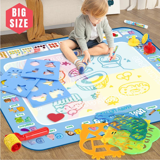 100x80CM Magic Water Drawing Mat with Reusable Magic Pens Montessori Painting Board for Doodling Educational Toys and  Gifts