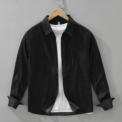 2025 Autumn New Vintage Washed 100% Cotton Long Sleeve Denim Shirt for Men Clothing Turn-down Collar Versatile Streetwear CM7781