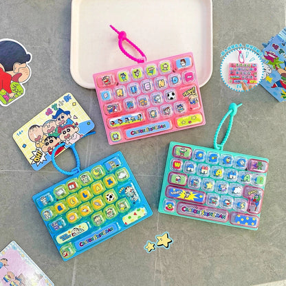 Crayon Shin-chan 26 Key Mechanical Keyboard Keychain Fidget Toy Cute Bag Pendant Stress Relief Gift for Kids Fans anime figure
