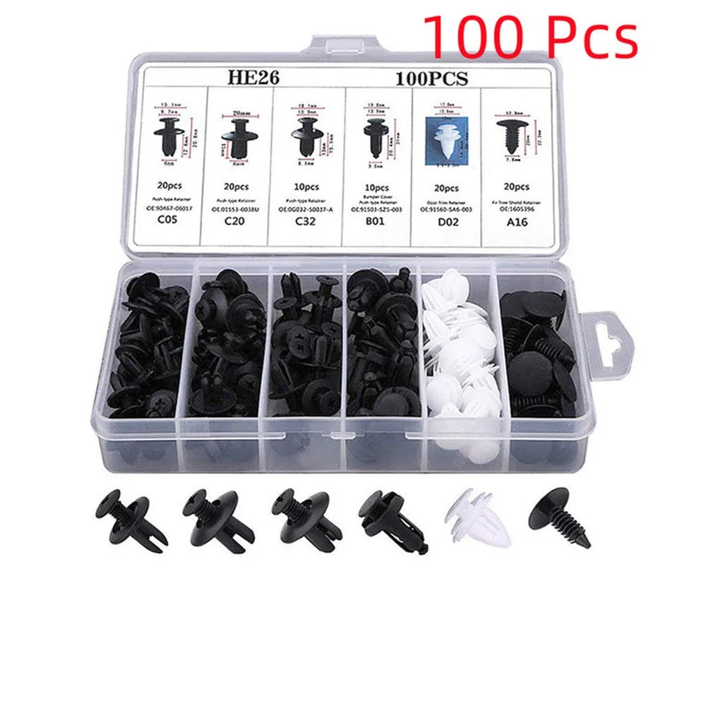 925Car Trim Clips Set with Removal Tools Auto Body Rivets Fasteners Retainer Clips for Bumper Door Fender Car Plastic Rivet Kit