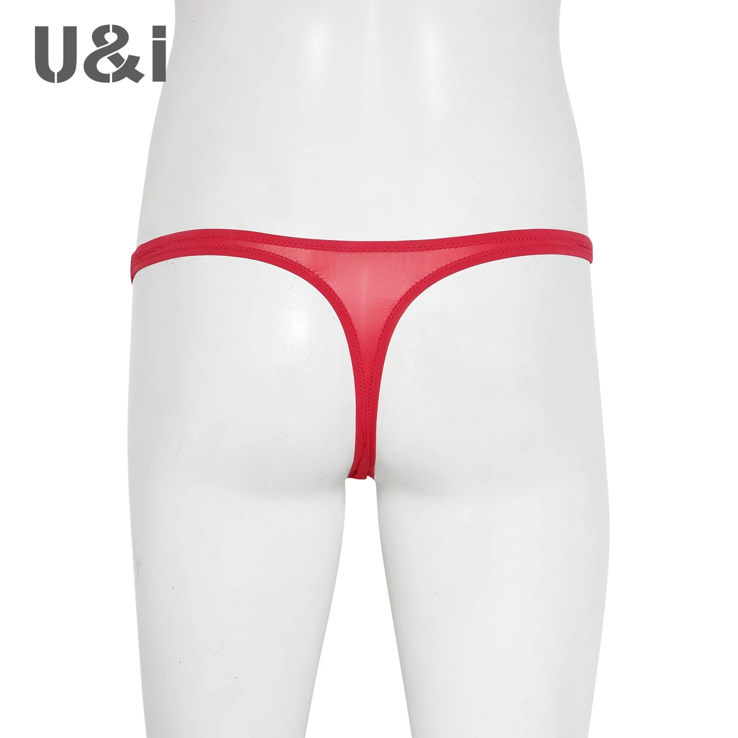 U＆I Men's Sexy Thong Underwear Ultra-Thin Micro-Transparent One-Piece Upward No Pouch Innerwear