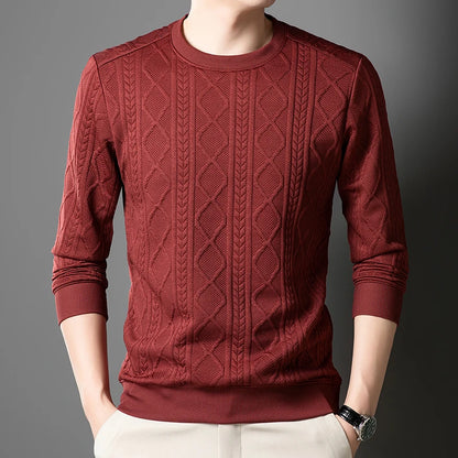 New Best-selling Fashion Men's Fried Dough Twists Shape Warm Top Long Sleeve Sweater Outdoor Office Round Neck