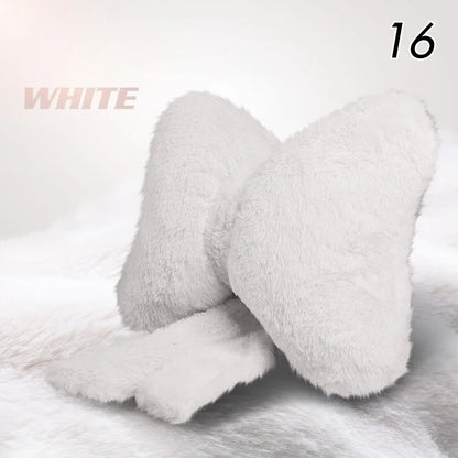 Winter Plush Car Seat Cover Bowknot Fashion Cute Women's Automotive Interior Protector Steering Wheel Warm Cushion Car Pillow