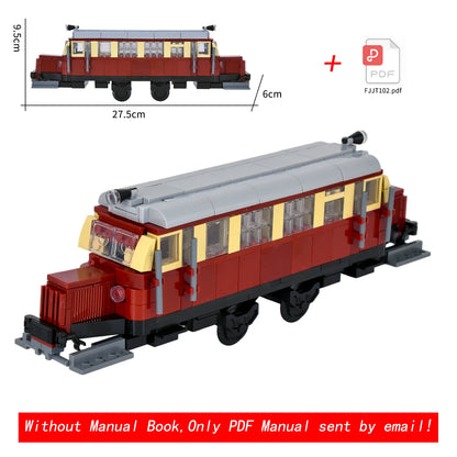 26cm Retro Double-Deck Passenger Train Car Building Blocks Model Green Gray Classic Train Display Toy for Hobbyists