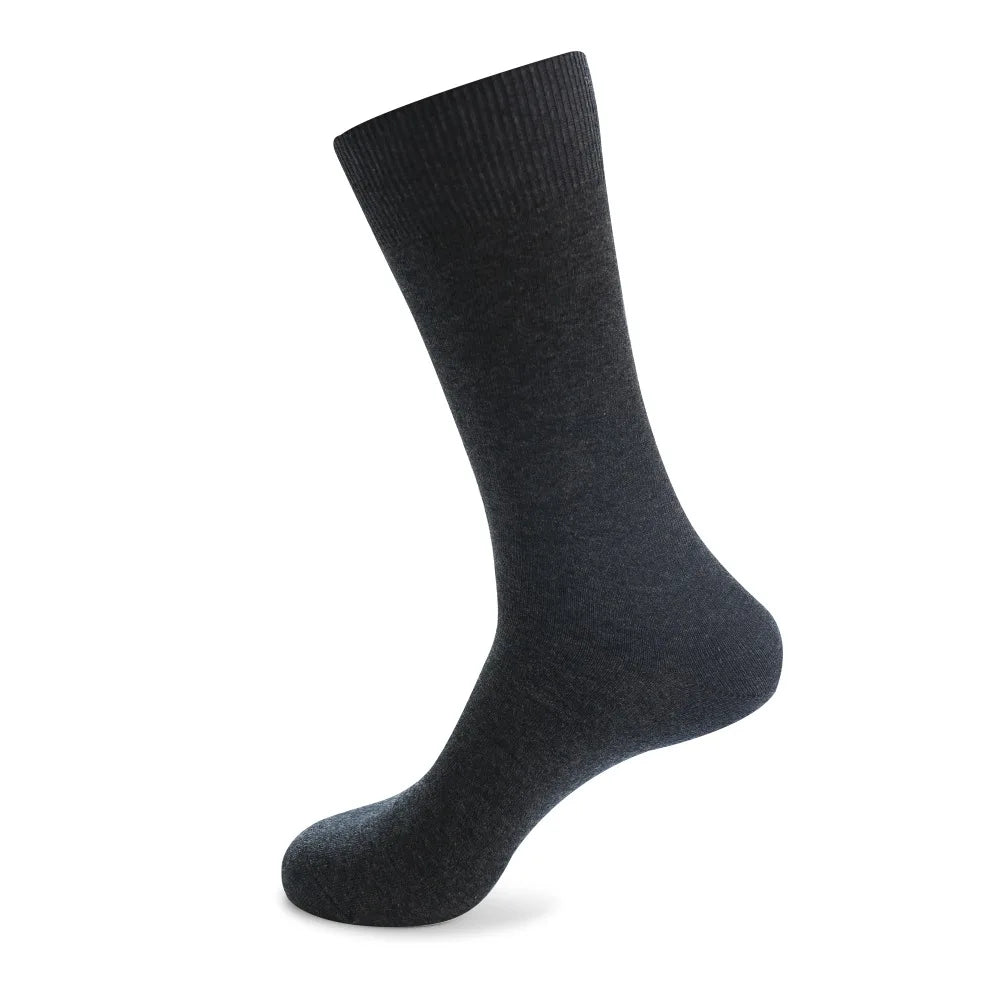 6 Pairs Large Men's Cotton Office Socks Long Solid White Black Mid-Calf Business Formal Sock Casual Plus Size 45 46 47 48 49 50
