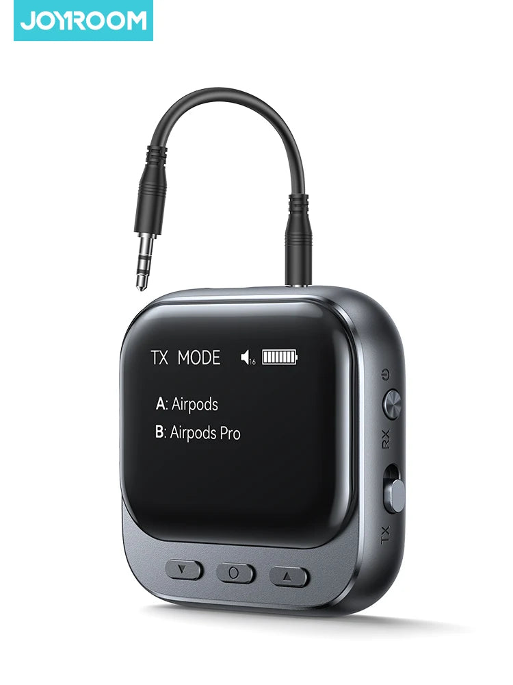 Joyroom Car Bluetooth 5.4 Receiver Transmitter 2-IN-1 AUX Car Bluetooth Adapter With LED Display TX/RX Dual Mode