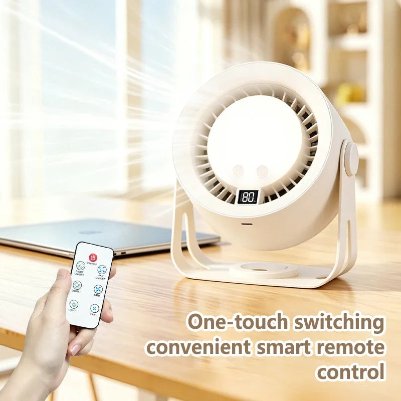 Lenovo Silent Turbo Desk Fan Wall Mounted Fan High Speed Rechargeable RGB Night Light Remote Control for Home Outdoor Kitchen