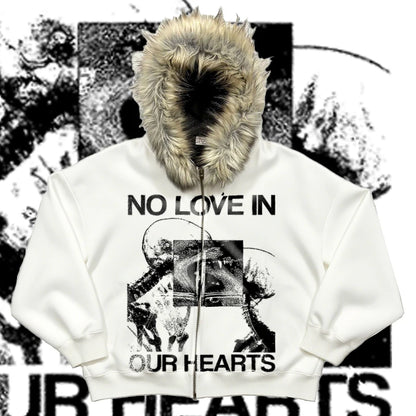 Movie clip Y2k element plush thick warm fur collar hooded sweater lazy cardigan plush couple emo autumn and winter coat