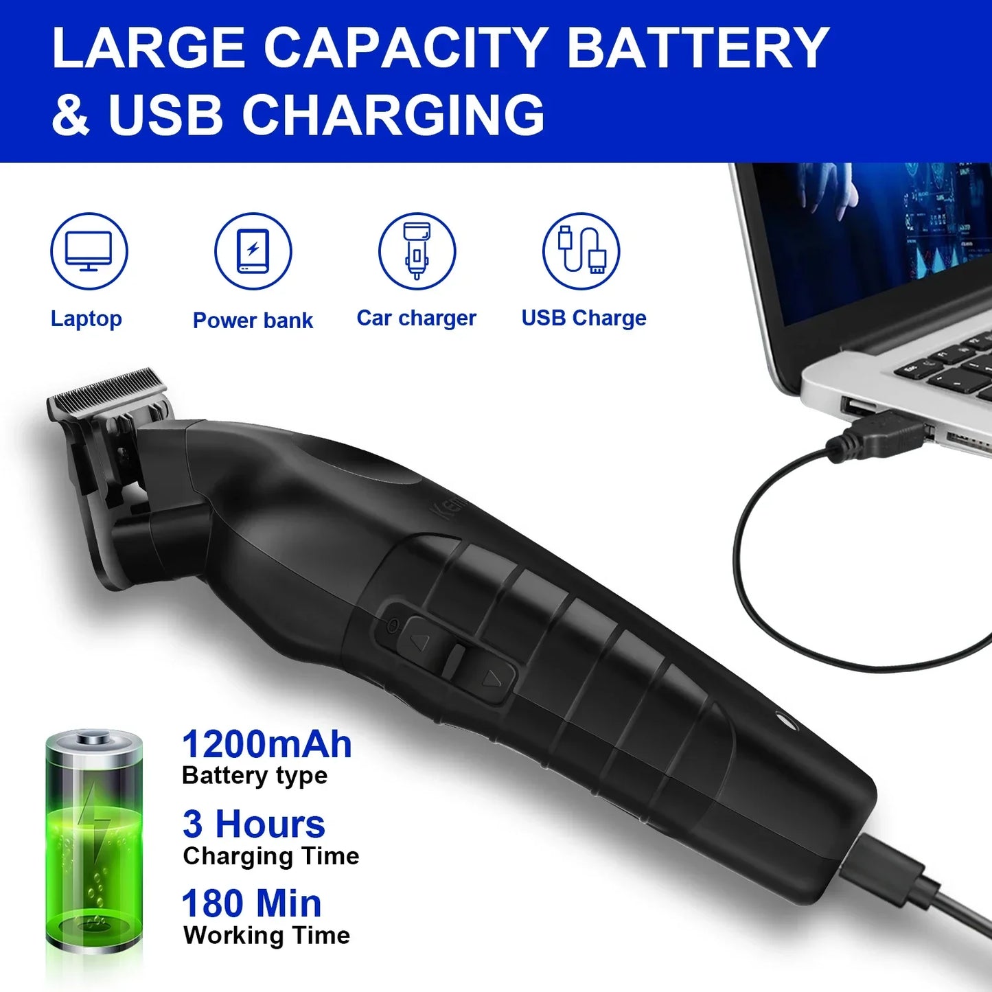 Kemei Km-809A Km-2299 Km-T95 Professional Barber Cordless Electric Hair Clippers USB Rechargeable Trimmers Hair Cutting Machine