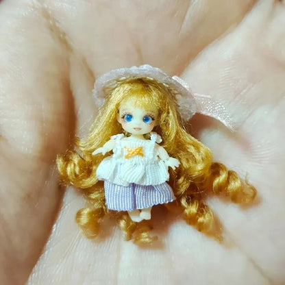 Mini Pocket Lail Doll 3.5cm Height Multi Joint Movable 3D Eye Resin Doll Girls Play House Diy Toy Gifts, No Make Up