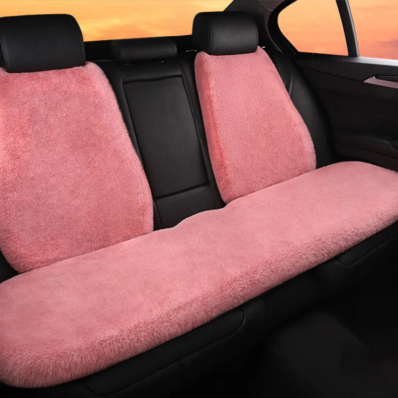 2/3/4pcs Super Soft Fluffy Rabbit Faux Fur Car Seat Cover Winter Plush Warm Thick Home Car Seat Cushion Pad Neck/Waist Pillow