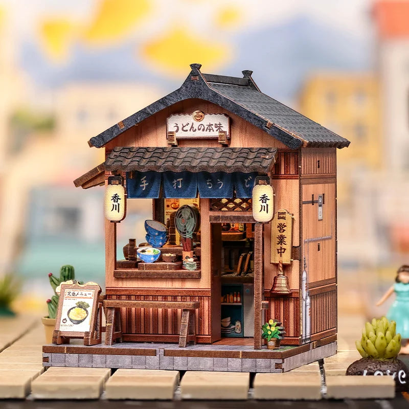 CUTEBEE DIY Book Nook Kit Japanese Mini Store 3D Puzzle Dollhouse for Bookshelf Unique Craft Gift for Book Lover Miniature Set
