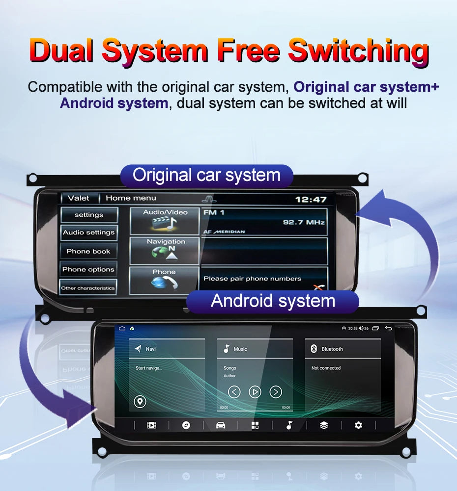 STWEI 10.25inch HD 8 Core Android13 Wireless Carplay Auto For Range Rover Evoque L538 Car Multimedia  Digital AirCon AC Panel