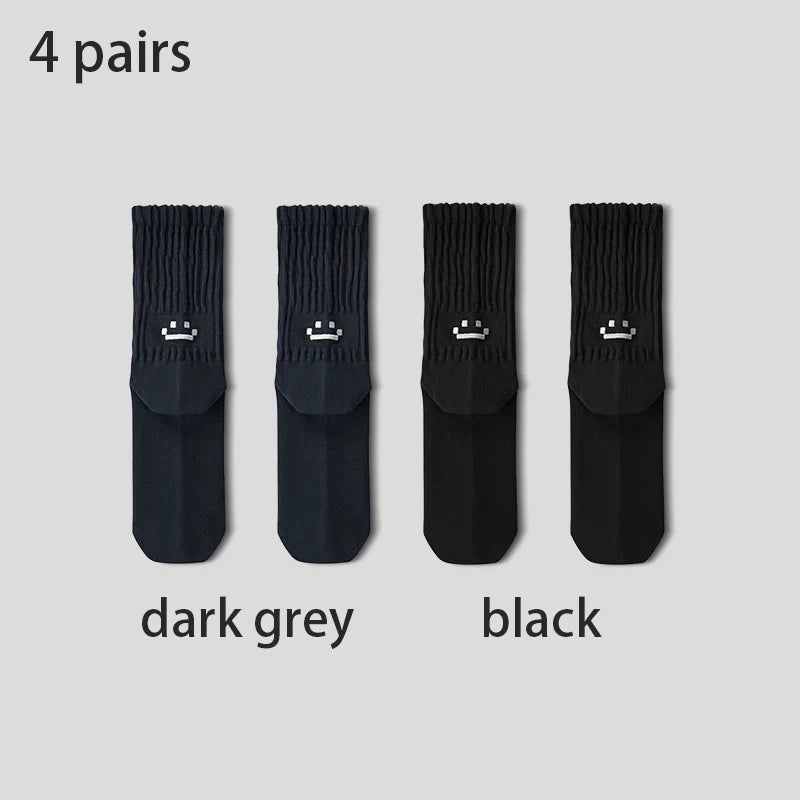 1/5 Pairs Men's Cotton Crew Socks Cushioned Breathable Long Socks Work Casual Running Cycling Athletic Socks