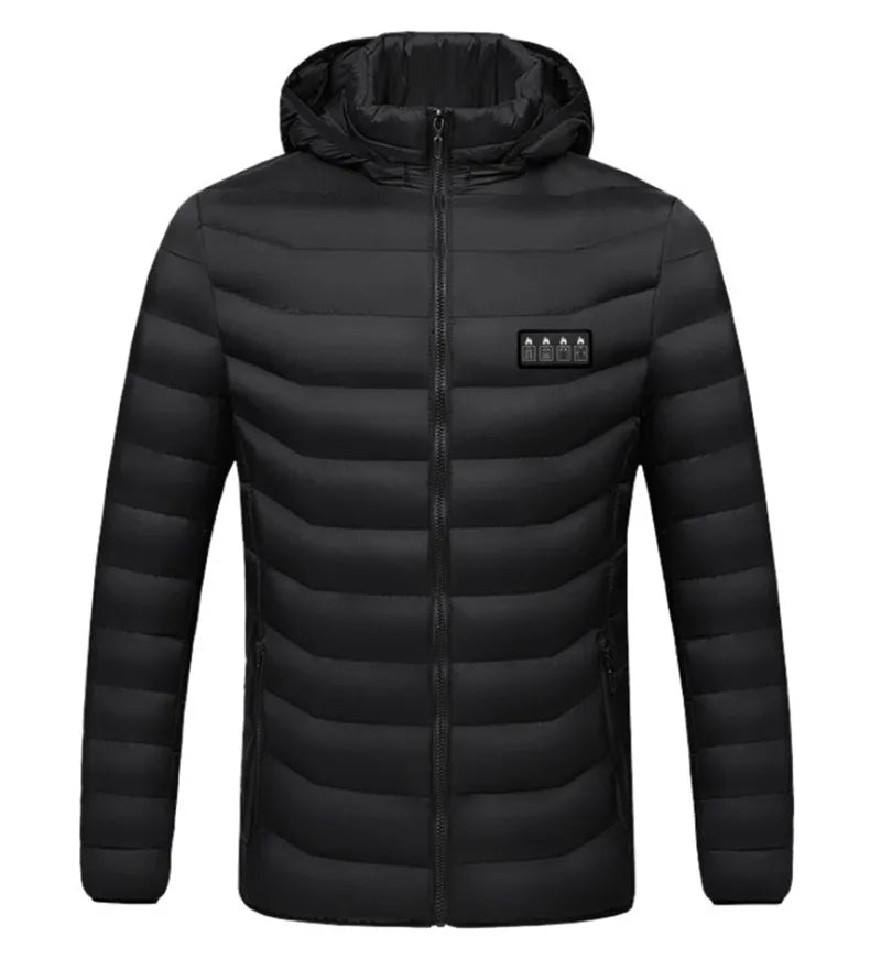 New Men'S Winter Four Control 21 Zone Intelligent Heating And Warming Fashionable And Casual Hooded Cotton Coat (No Power Bank)