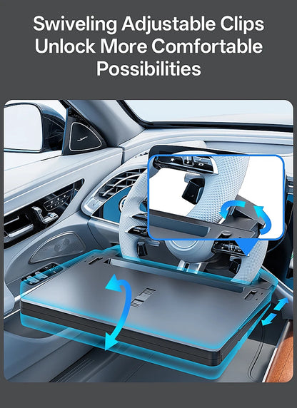 Multifunctional Car Steering Wheel Desk Portable Laptop Desk Foldable Car Storage Stand Work and Dining Table Travel Office