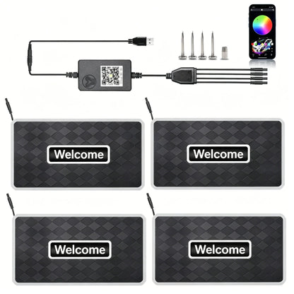 2/4 in 1 Car Floor Mat Ambient Light RGB LED Light App Control Customizable Interior Decorative Atmosphere Lamp Auto Accessories