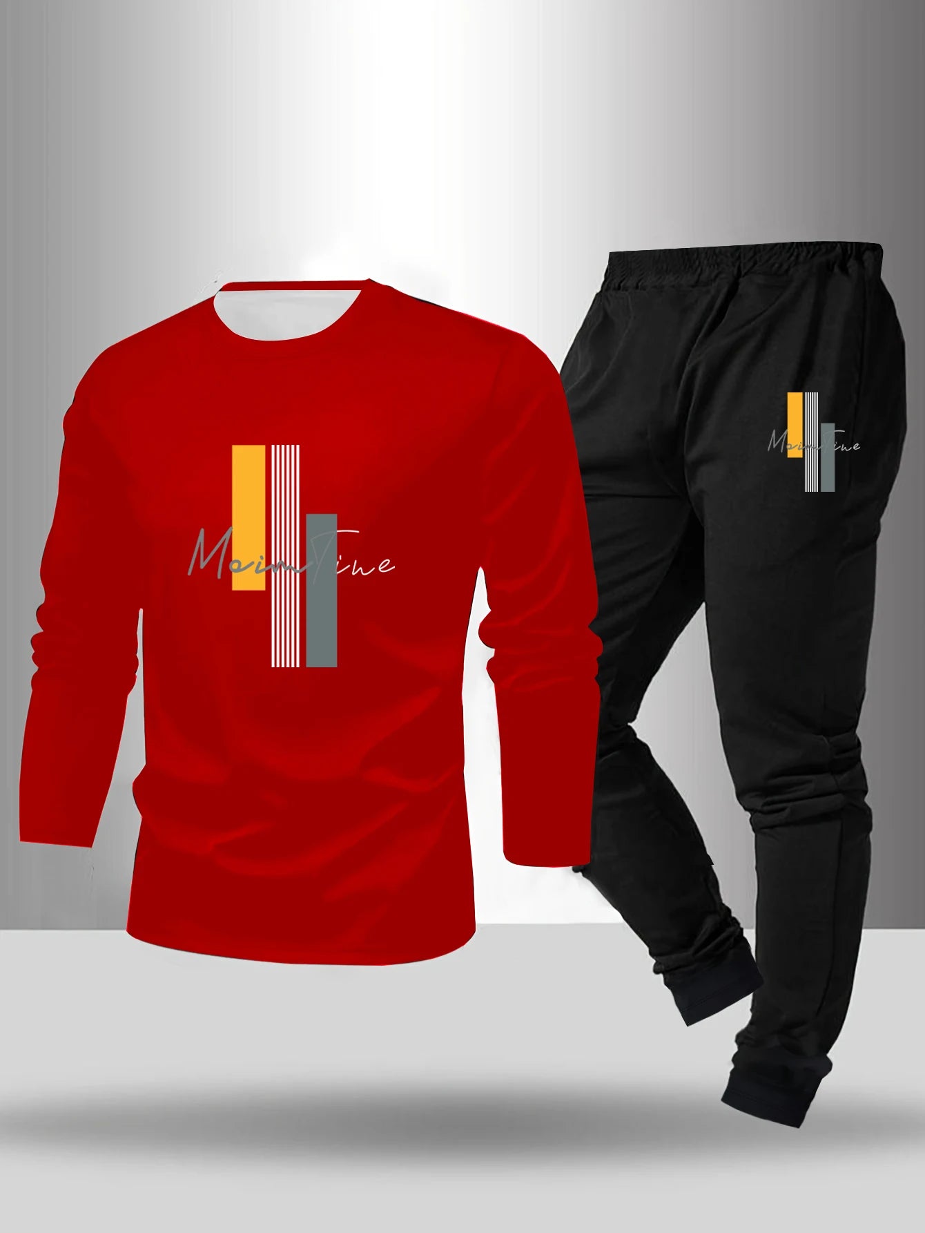 2-piece men's sleepwear set for spring summer autumn winter long sleeved pants letter patterned base shirt home wear set