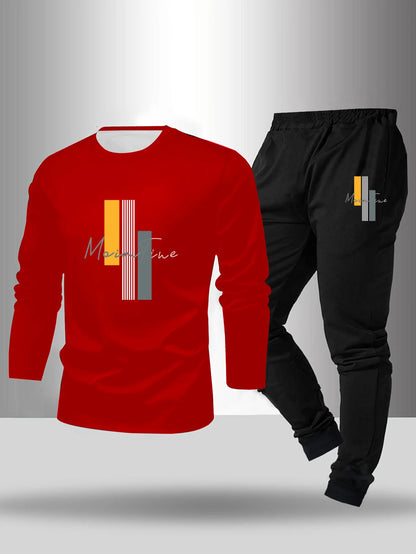 2-piece men's sleepwear set for spring summer autumn winter long sleeved pants letter patterned base shirt home wear set