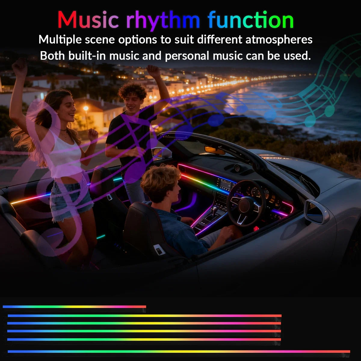 Symphony Interior Car LED Ambient Strip Lights with APP Control Music Sync RGB Decorative Lamp 18 in 1 Auto Atmosphere Light