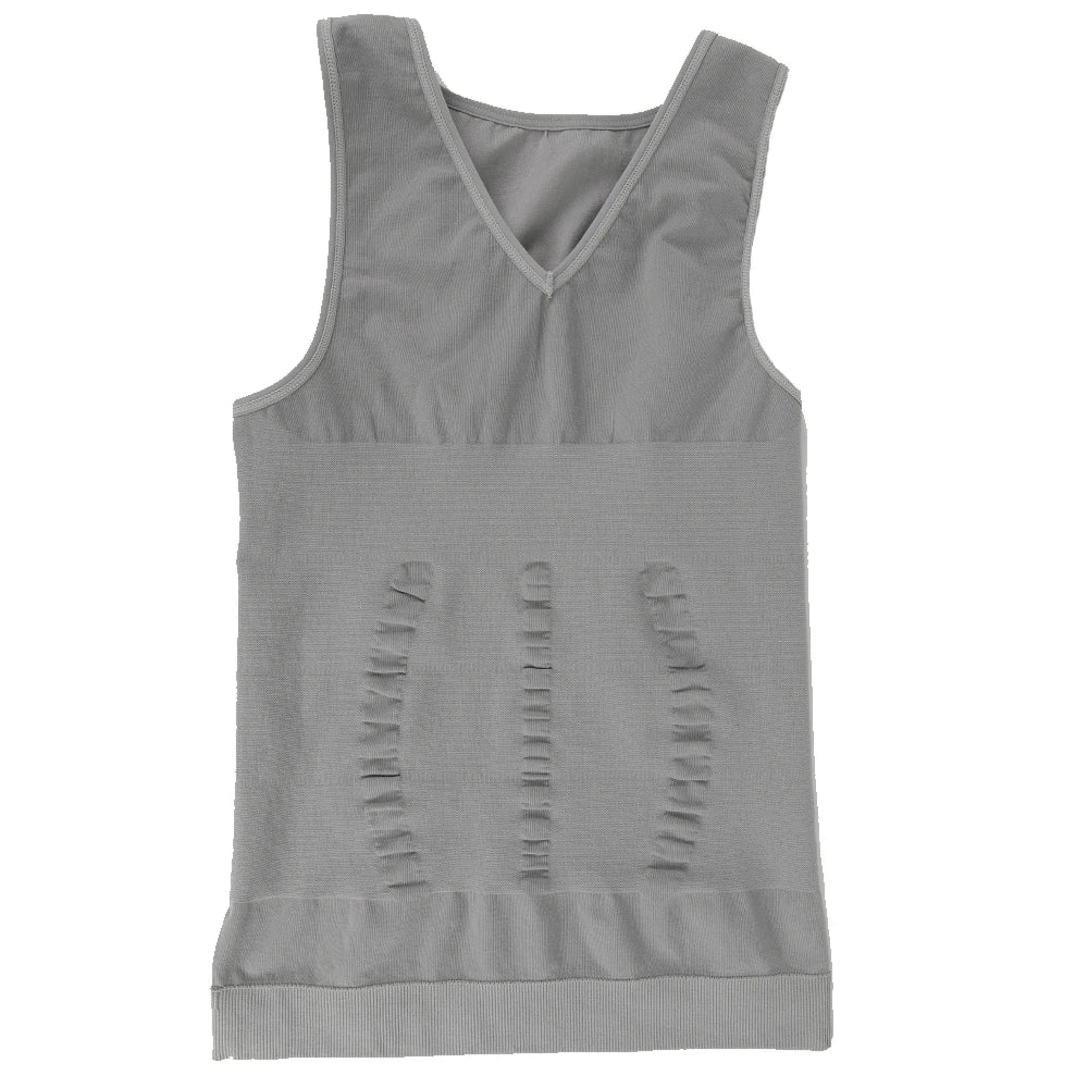 Men's Body Shaper Slimming Shirt V Neck Tummy Vest Compression Base Layer Slim Muscle Tank Top Shapewear