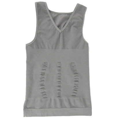 Men's Body Shaper Slimming Shirt V Neck Tummy Vest Compression Base Layer Slim Muscle Tank Top Shapewear