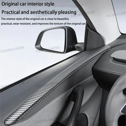 For Tesla ModelY Juniper2025 Car Door Decorative Strip ABS Carbon Fiber Texture Anti - Scratch Protective Interior Car Accessory