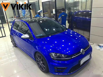 Ultra Glossy Blue Metallic Vinyl Wrap Film Roll with Air Release Self Adhesive Car Motorcycle DIY Decal Sticker