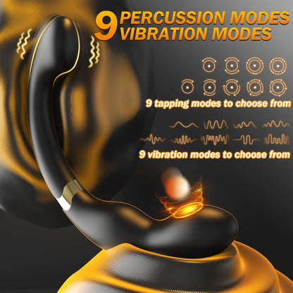 Male Anal Sex Toys Prostate Massager Vibrator for Men Gay Tapping Vibrating Curved Anal Dildo Butt Plug for Men Women Couples