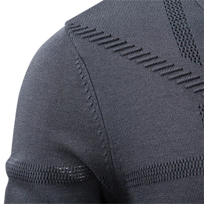 AIOPESON Men's Slim Fit Long Sleeve Polo Shirt Autumn Winter Thermal Comfort Fashion Stripe Solid Color Button up Polo Tops