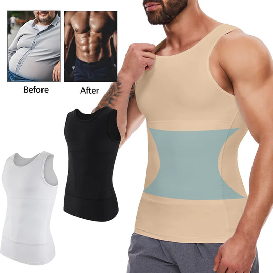 Men's Compression Tank Top Sleeveless Shapewear Underwear Cool Farbic Breathable Vest Tummy Control Slimming Body Shaper M-4XL
