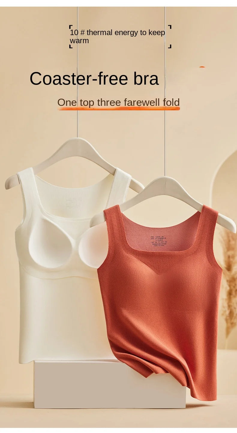 M-2XL For 40-75kg German Velvet Thermal Tank Top Women With Chest Pad Autumn and Winter Thickened Seamless Underwear