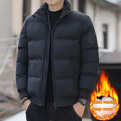 Autumn Winter Stand Collar Padded Jacket Men's Thick Warm Fashion Down Parka Coat Men Business Casual Puffer Jackets Clothing