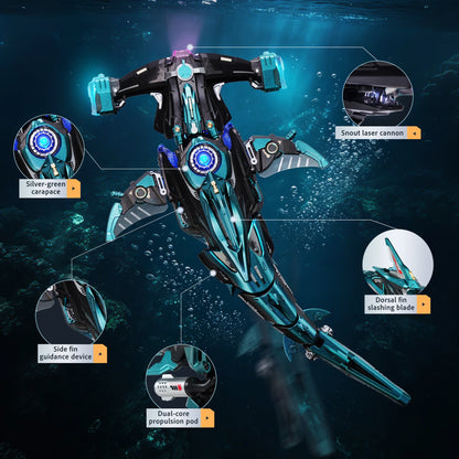 ROBOTIME Rokr Hammerhead Shark Model 3D Puzzle with Gear Drive Cool Tech Decor Unique Birthday Gift for Boys Men