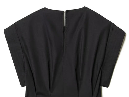 Women's Dress 2026 New Spring Summer Black Pleated Poplin Midi Dress for Women Fashion Stylish Female Dress