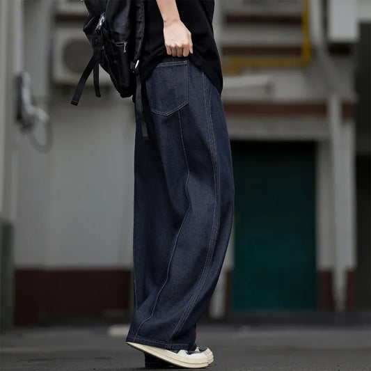 American Retro Y2K Original Color Denim Jeans Washed Loose Wide Leg Pants 2026 Style Vintage High Waist Trousers