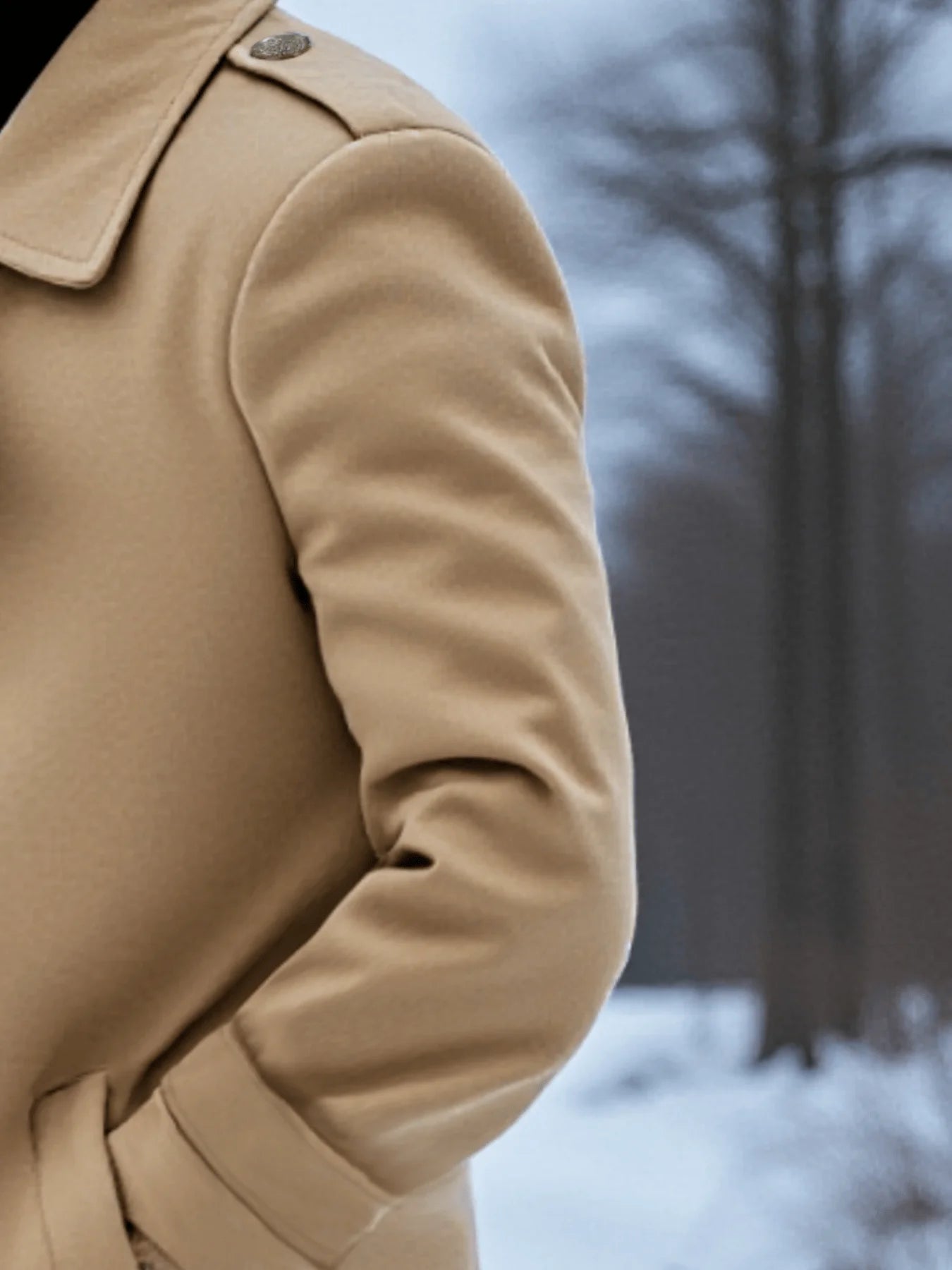 Men's Double-Breasted Winter Overcoat with Thickened Lining, Warm Long Trench Style Coat, Street Popular Fashion Item