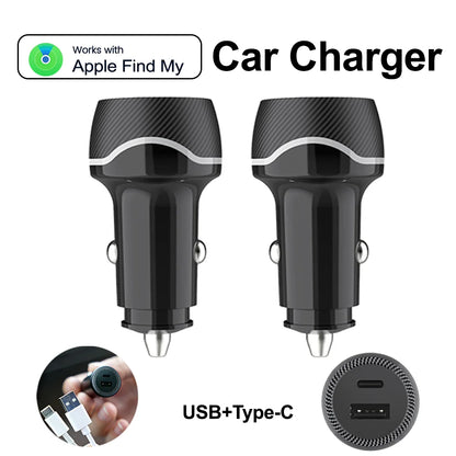 1-4Pack Universal Mini GPS Locator Track Car Charger Cigarette Lighter USB Type-C Adapter Use For iPhone IOS Apple Find My APP