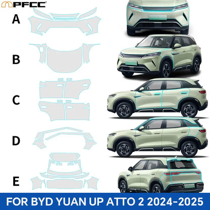 For BYD Yuan UP ATTO 2 2024-2025 Car Paint Protection Film Transparent Self Healing PPF Wrap 8.5mil Clear Bra Anti Yellowing