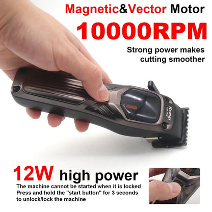 KEMEI KM-1726 Professional Hair Clipper for Men with DLC Blade 10000RPM Magnetic Vector Motor Men's Haircut Machine Barber Shop