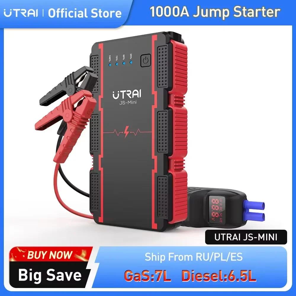 UTRAI 1000A Car Jump Starter  Power Bank Portable Emergency Starter Auto Car Battery Booster Mini Starting Device