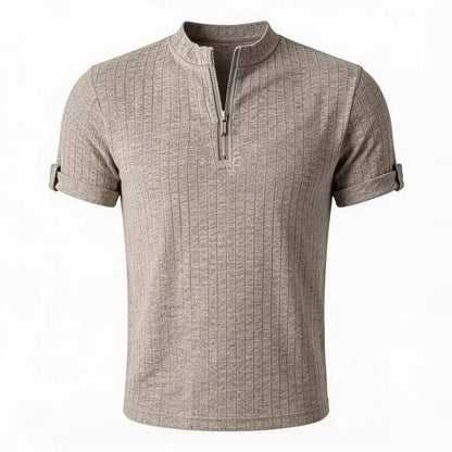 Summer Cleanfit Half-Zip Knit Striped T-Shirts For Men 2026 Solid Color Basis Gym Clothing Man Retro Street Y2K Casual Tee Tops
