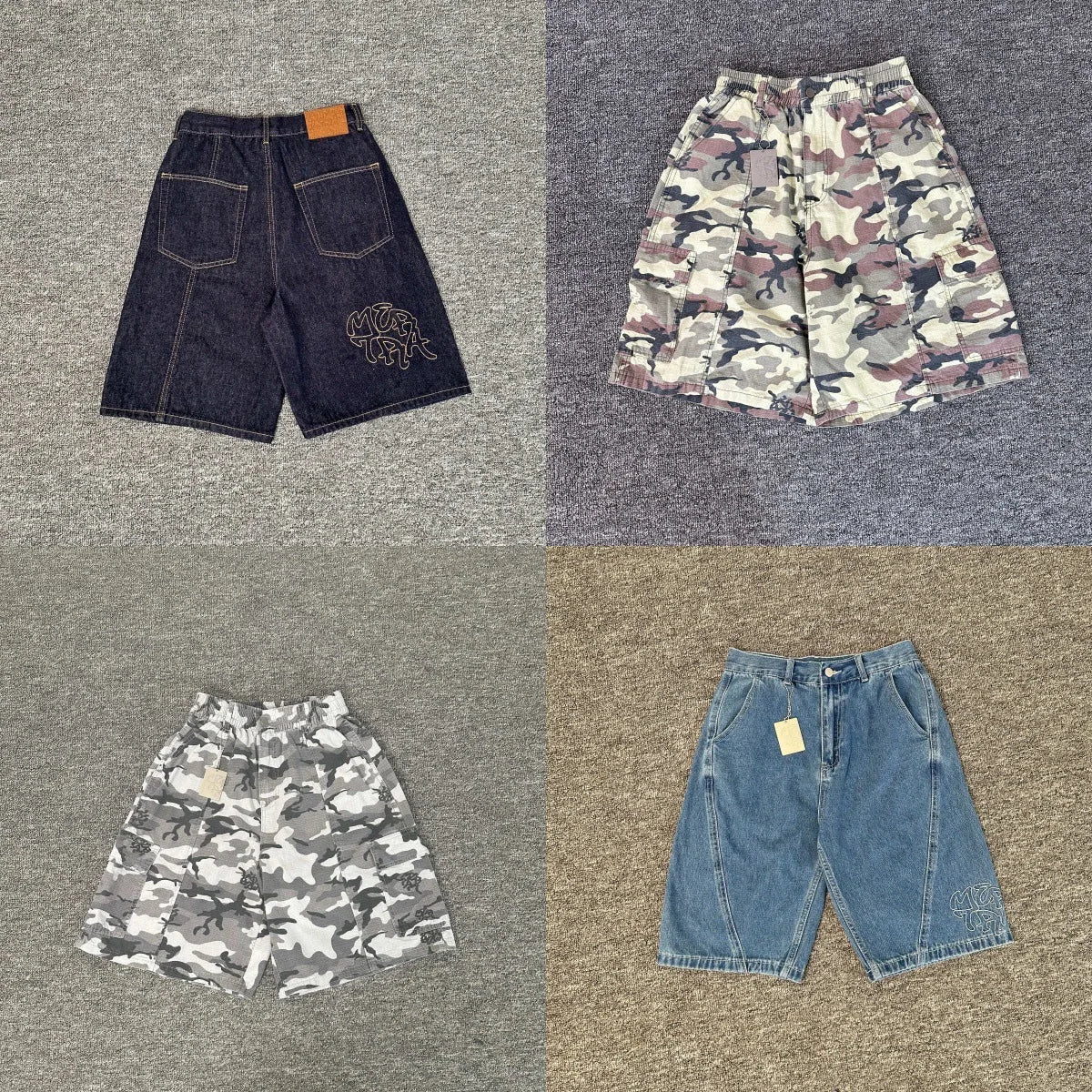 Mertra Embroidery Logo Hip-Hop Rap Street Fit Loose Men's and Women's Five-Piece Pants Casual Jeans Summer Trend