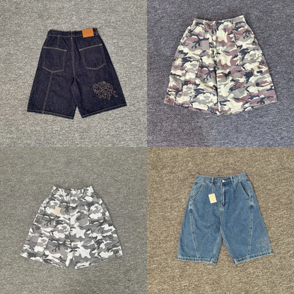 Mertra Embroidery Logo Hip-Hop Rap Street Fit Loose Men's and Women's Five-Piece Pants Casual Jeans Summer Trend