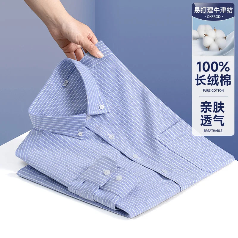 Men Formal Shirt Spring Autumn Long Sleeve Office Solid Color Fashion Business Pocket White Social Pocket Office White Shirt 5XL