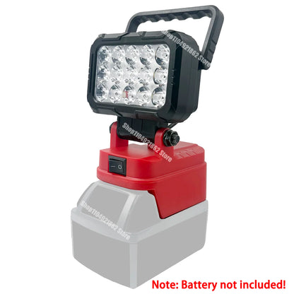 Power Tool Parts for Makita for Milwaukee for Dewalt 18V Lithium Battery LED Work Lights Lamp Hand Lantern Spotlight USB Charger