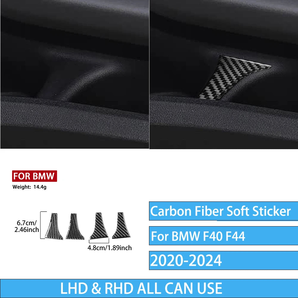 Real Carbon Fiber Car Accessories Black Trim Cover Soft Sticker For BMW 1/2 Series F40 F44 2020 2021 2022 2023 2024