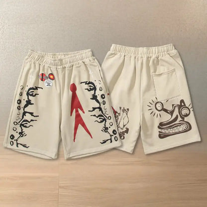 Cactus Jack X Utopia Shorts Summer Hiphop Street Terry Elastic Waist Sports Cropped Pants Men Women Casual Loose Shorts