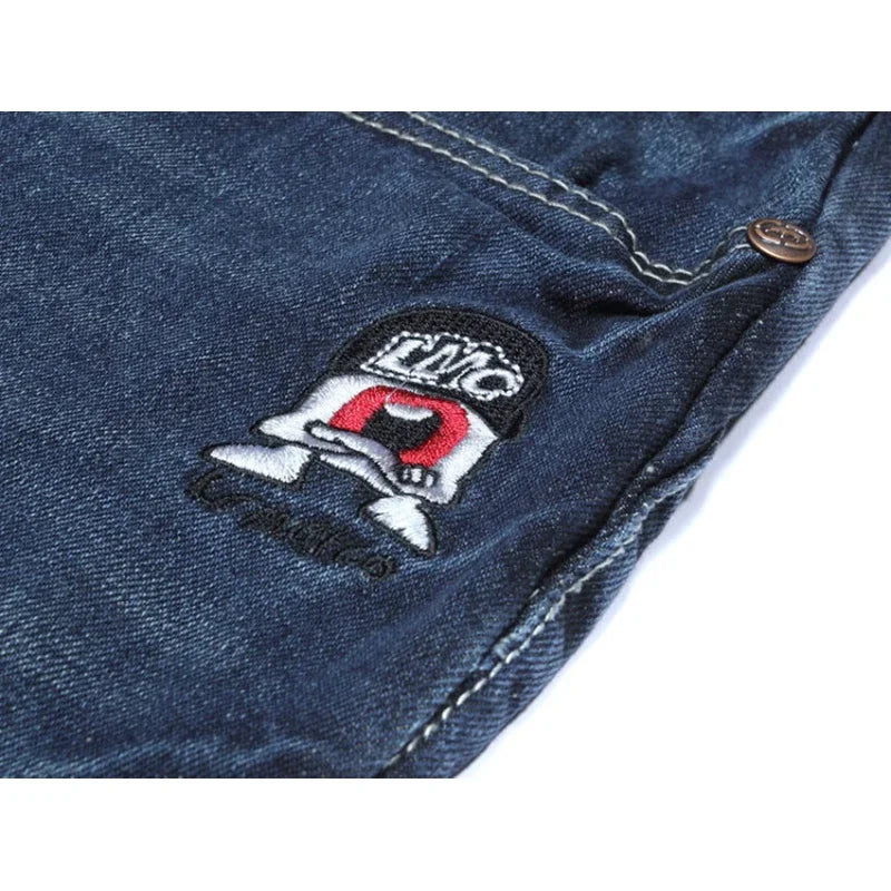 Schinteon Men Demin Pants Baggy Loose Casual Hip Hop Skateboard Streetwear Big Size 46 48 Straight Embroidery Trousers